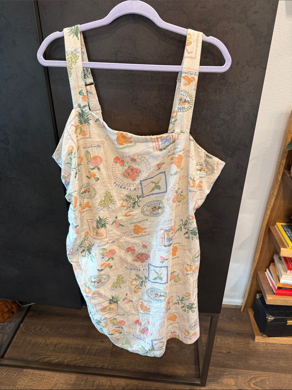 Abercrombie & Fitch Cream Mini Dress with Orange, Pink and Green Prints xxl tall